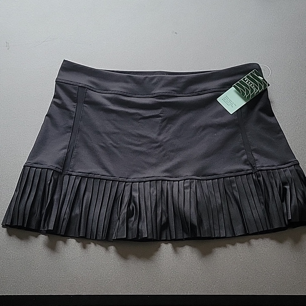 Inphorm Classic Pleated tennis golf 13.5 Inch Skirt skort  - BLACK  sz Large